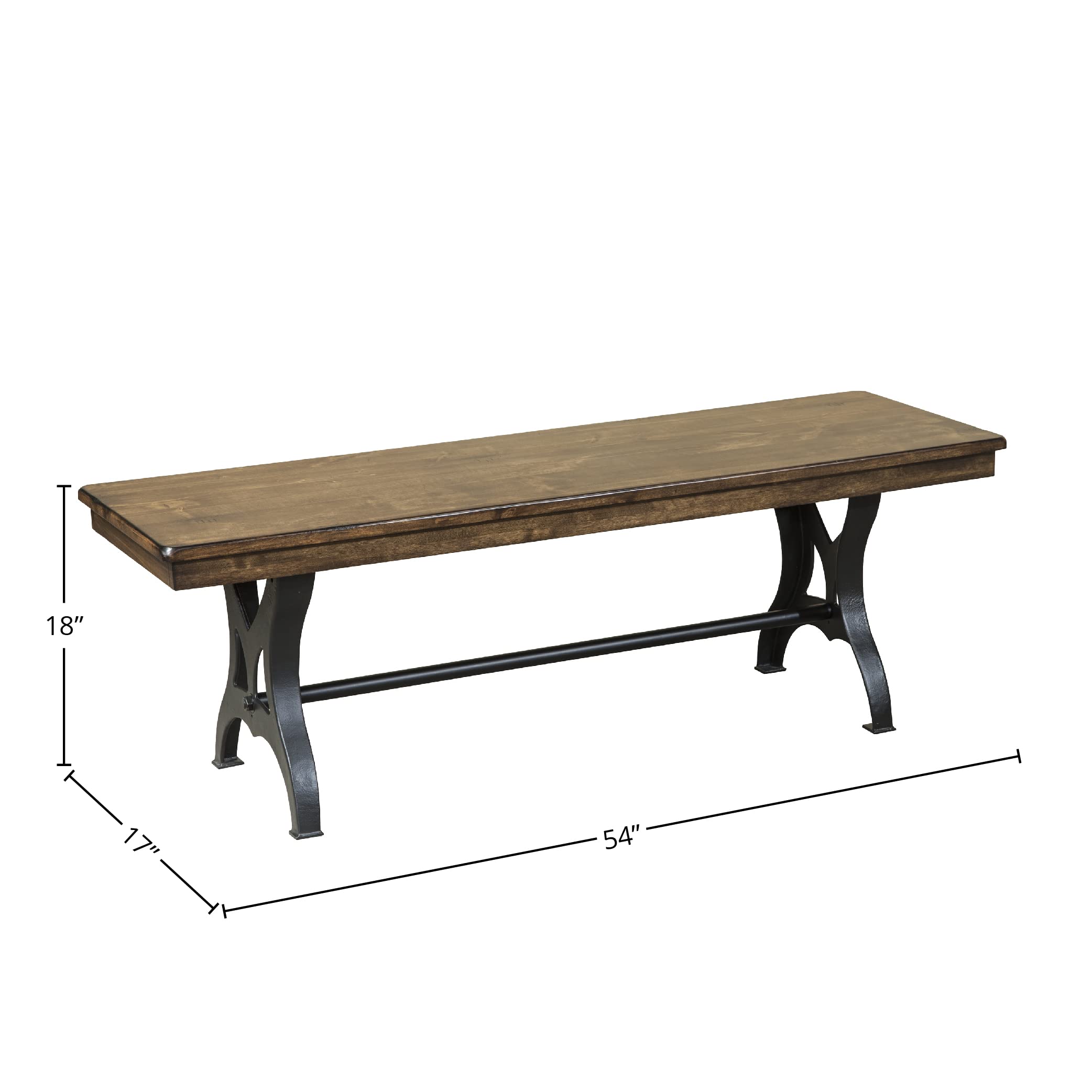 The District 54" Backless Side Stretchers, Copper Bench