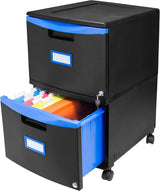 Plastic Two-Drawer File Cabinet – Locking Document Organizer