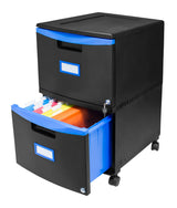 Plastic Two-Drawer File Cabinet – Locking Document Organizer