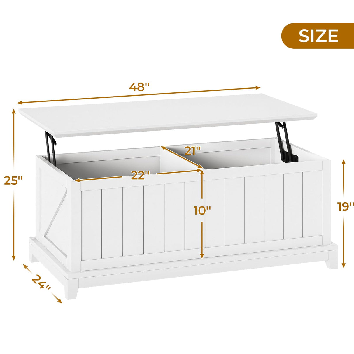 48” Lift Top Coffee Table for Living Room, Coffee Tables with Large Storage & Fence Design