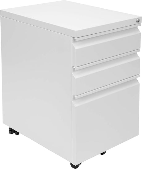 Mount-It! 3 Drawer File Cabinet with Lock and Wheels, Under Desk Storage Filing Cabinet