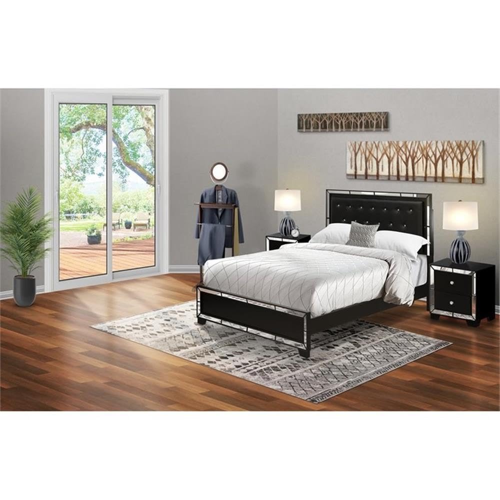 3-PC Nella Bedroom Set with Button Tufted Queen Bedframe