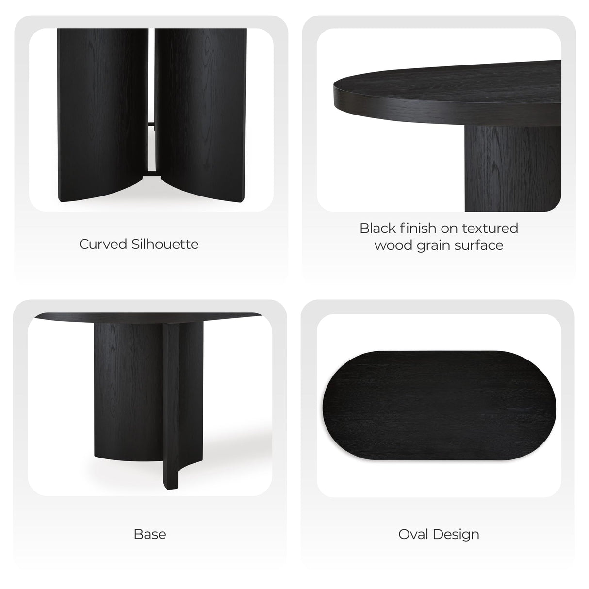 Rowanbeck Minimalist Dining Table for 8 People - Black