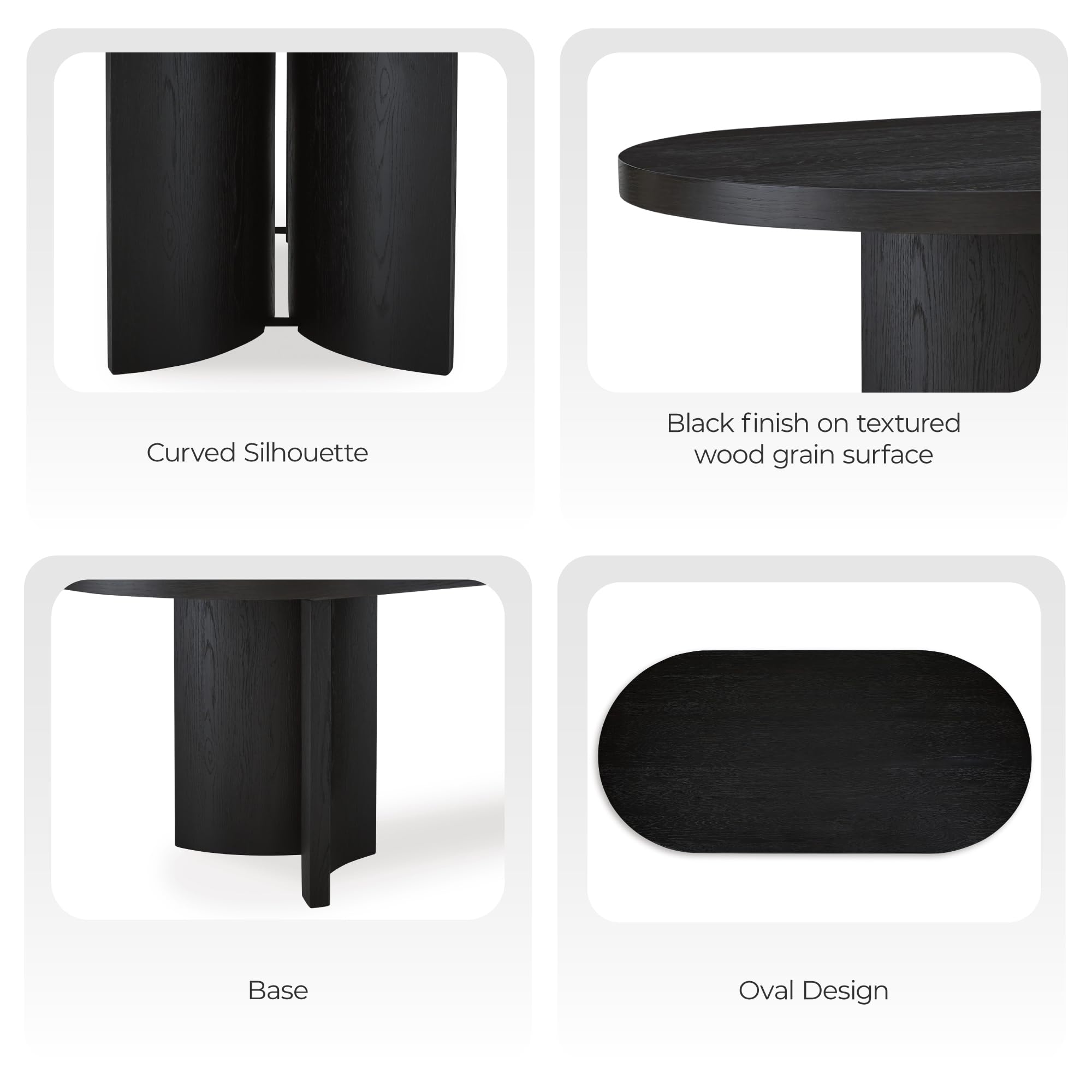 Rowanbeck Minimalist Dining Table for 8 People - Black