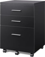 3 Drawer File Cabinet for Home Office, Wood Under Desk Filing Cabinet, Rolling Printer