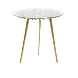 Aluminum Metal Side End Accent Table End Table with Clear Glass Top