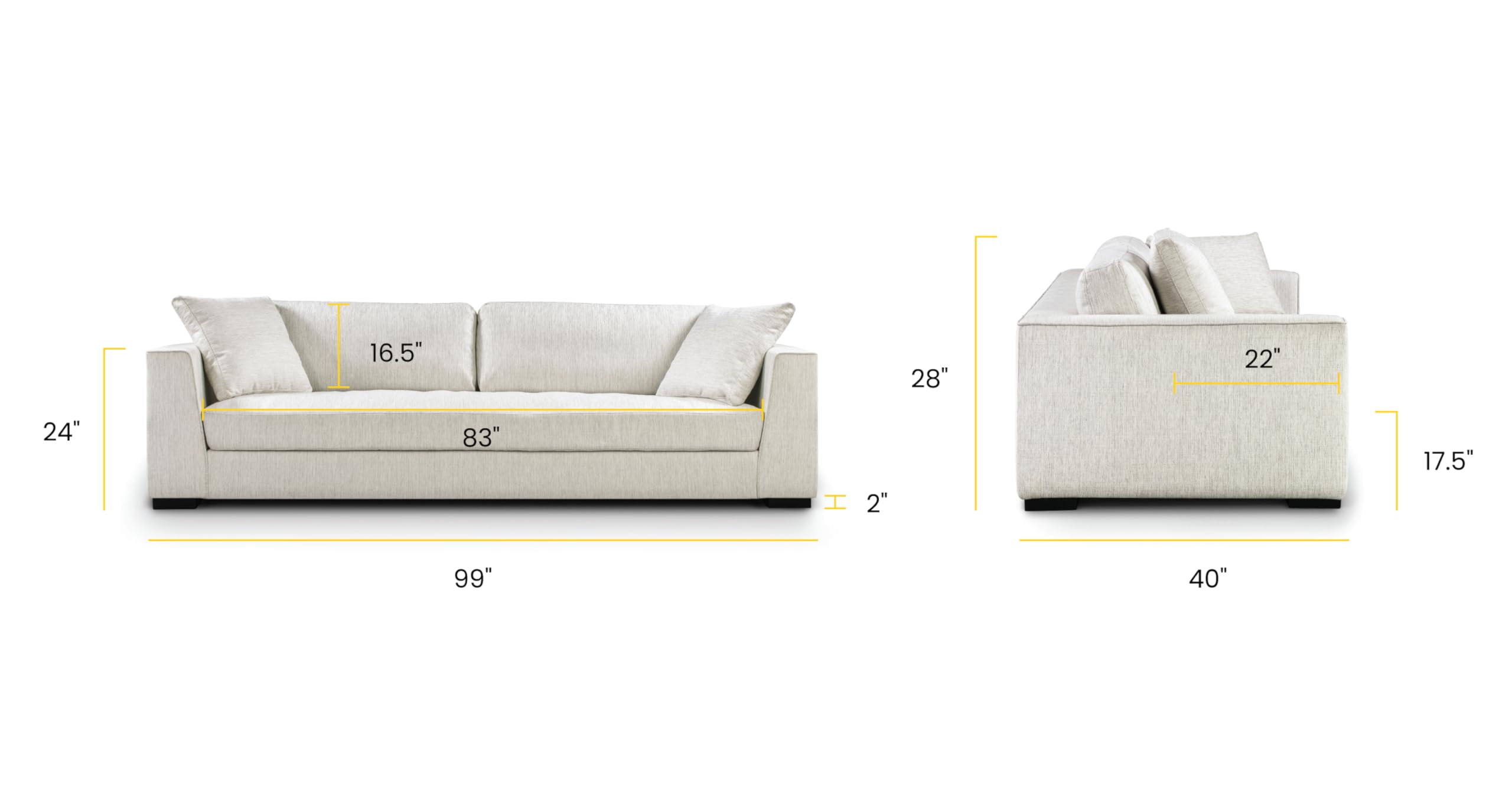 POLY & BARK Capri Fabric Sofa, Bright Ash