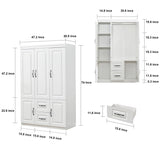 74''H Closet Wardrobe Closets 3 Doors Armoire Wardrobe Closet Wood