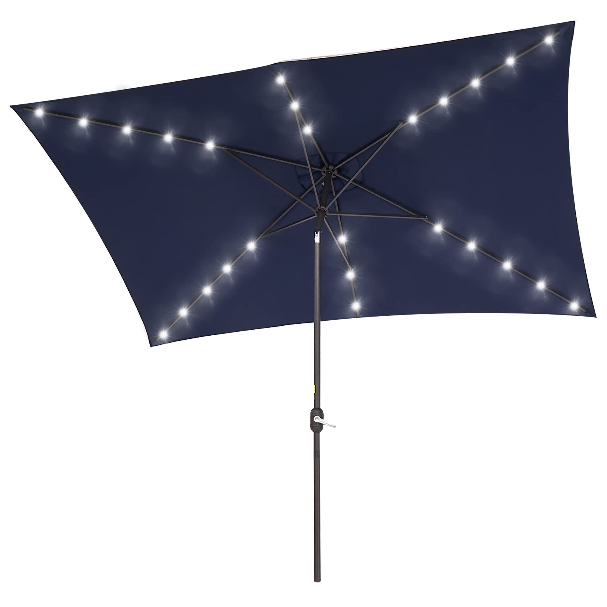 Rectangle Patio Umbrella with Solar Lights, 10x6.5ft Rectangular Umbrella Outdoor Patio
