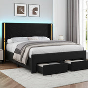 Full Size Platform Bed with Storage Drawers & LED Lights