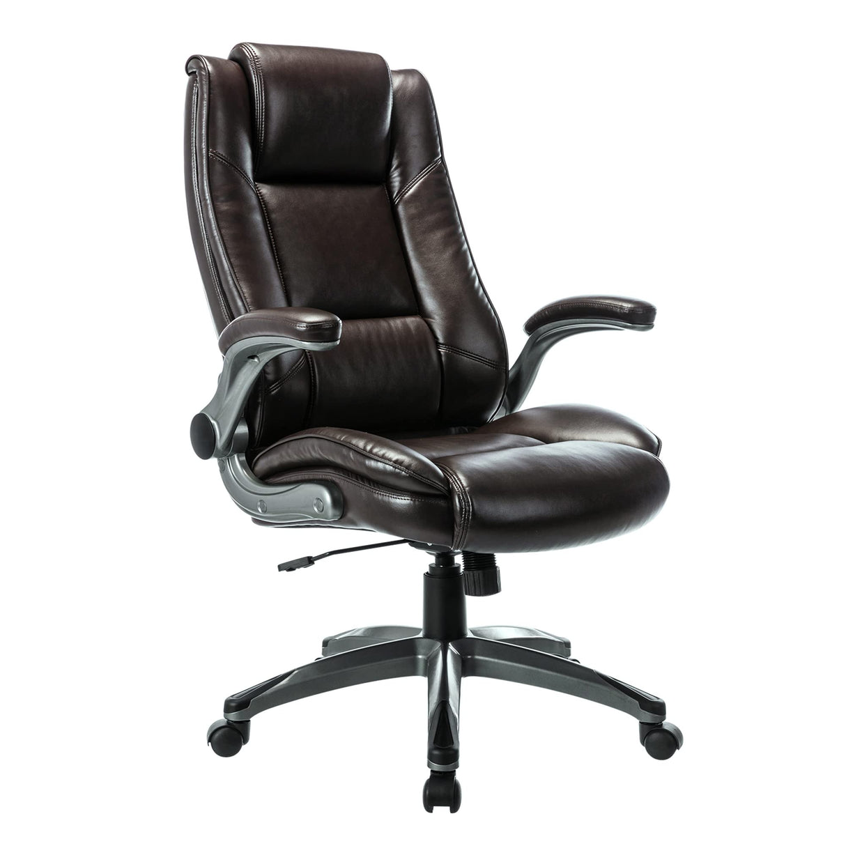 Office Chair High Back Leather Desk Chair, Flip-up Arms Adjustable Swivel Executive