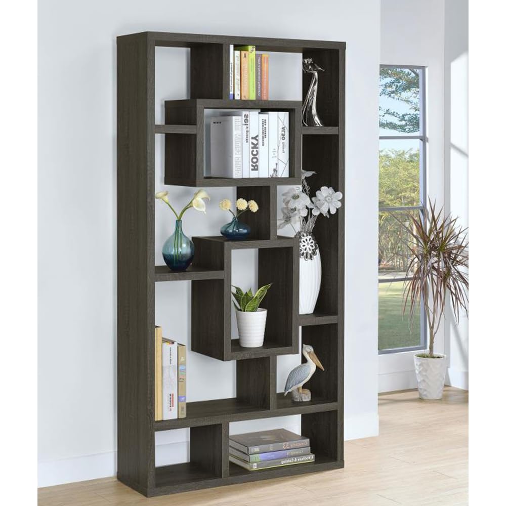 Cubed Rectangular Bookcase 11.5" D x 35.5" W x 70.75" H Weathered Grey 800512