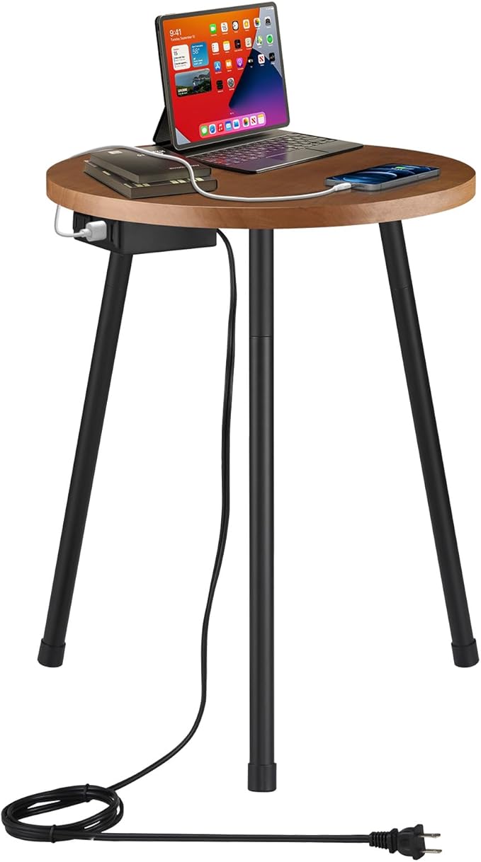 Round Side Table, Small Accent End Table for Living Room, Bedroom, Small Spaces