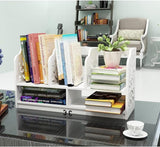 Fashion Bookshelf 2 Tier Bookshelf with 5 Compartments Bookcase Desktop Storage