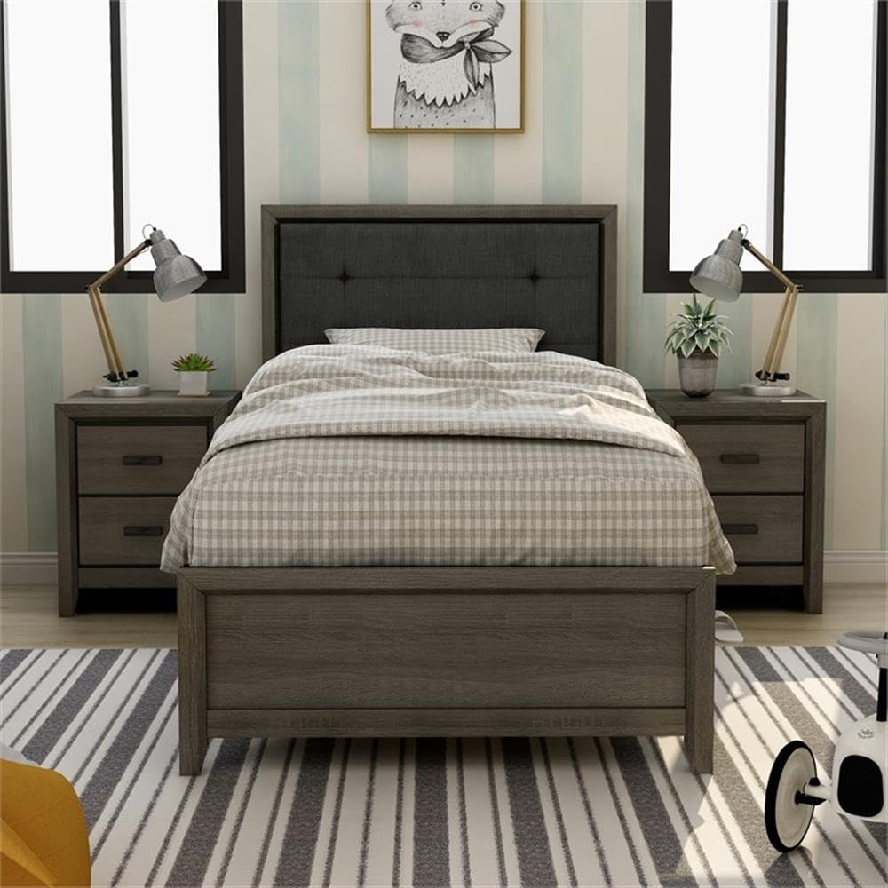 Livorn 3-Piece Gray Wood Bedroom Set - Full + 2 Nightstands