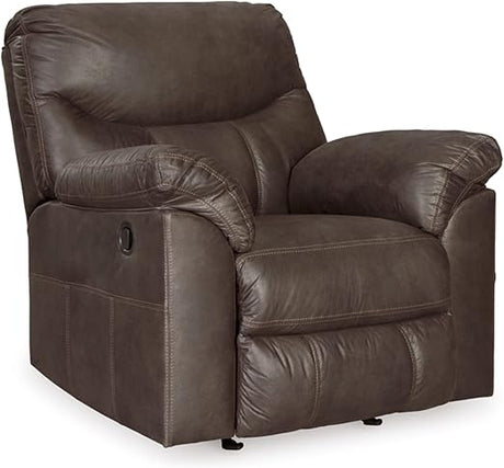 Boxberg Oversized Faux Leather Manual Pull Tab Rocker Recliner, Brown