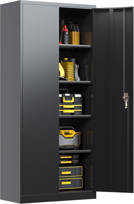 71" H Metal Garage Storage Cabinet with Lock, Steel Lockable File Cabinet