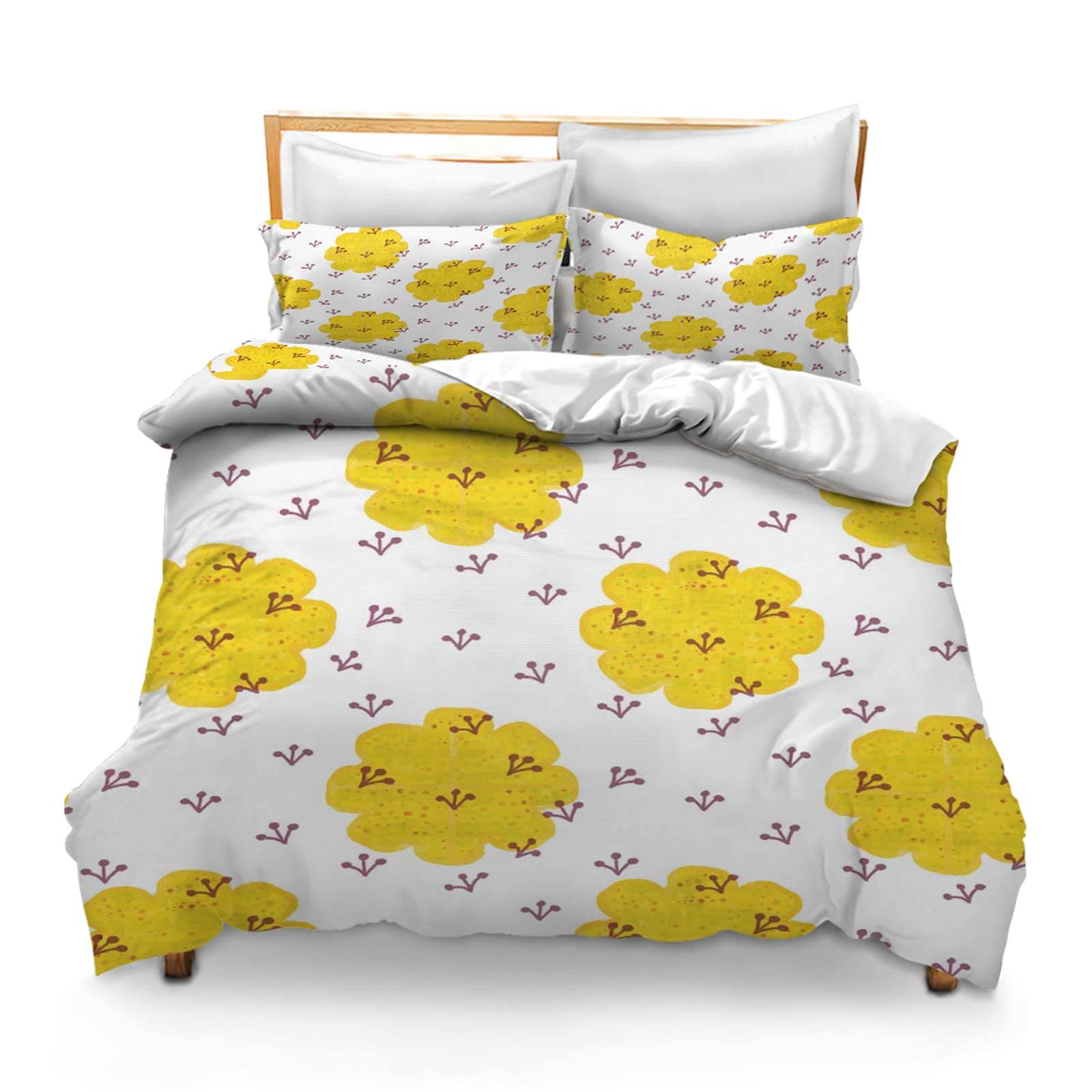 Printed Comforter Cover Set Twin Size Digital Paper Flowers Pattern Background Floral