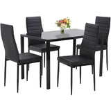 Dining Room Table Set 5-Piece Kitchen with 4 Faux Leather Metal Frame Chairs