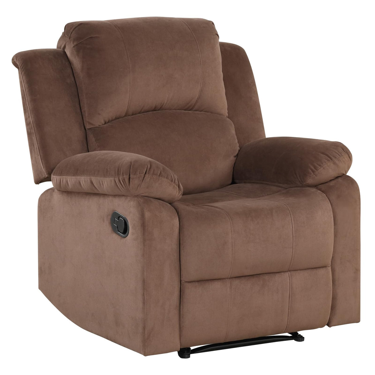 Manual Recliner Chair, Soft Fabric Overstuffed Recliner Single Sofa Recliner for Living Room, Heavy Duty and Safety Reclining Mechanism, Brown