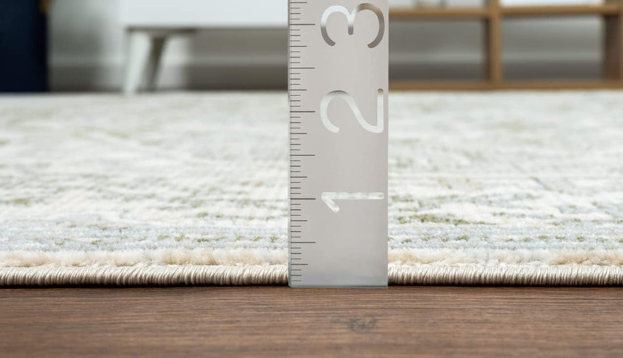 Vintage Beige Green Area Rug 9x12 - Non-Shedding Medium Pile for Living Room & Bedroom