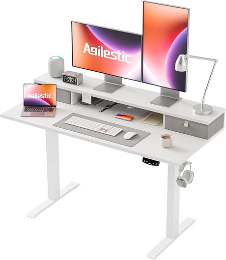 55 x 24 Inches Height Adjustable Electric Standing Desk with 2 Drawers, Stand Up