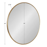 Caskill Glam Wall Mirror, 36 Inch Diameter, Gold, Chic, Circular Mirror for Wall Decor