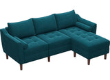 Reversible Sectional Sofa Couch Mid-Century Modern Velvet L-Shaped Couch