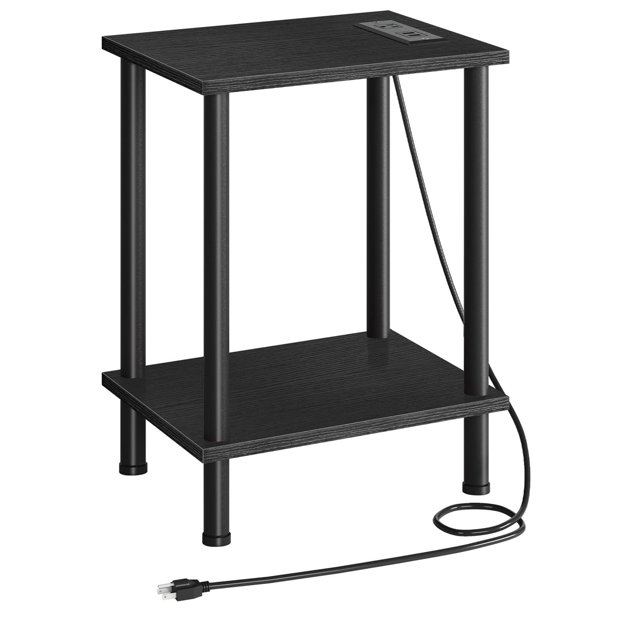 Side Table with Charging Station, End Tables with USB Ports and Outlets, Nightstand with 2