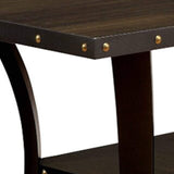 Benjara Transitional Wooden Dining Table with Nailhead Trim and Open Shelf,