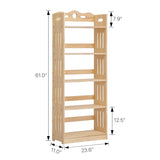 Bookcase with Open Shelves, Solid Wood Storage Organizer Book Shelf Cabinet Display