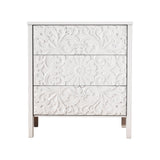 3-Drawer Dresser Chest, Modern Wooden Flower Motif Dresser with Wide Storage Space