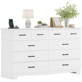 White Bedroom Dresser with 10 Drawers, Large Chest of Drawers Storage Organizer, Long