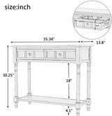 Sofa Table Antique Style Wooden Console Table with 2 Drawers and Bottom Shelf