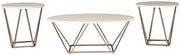 Tarica Modern 3 Piece Table Set, Includes Coffee & 2 End Tables, White & Gold