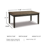 Tyler Creek Farmhouse Dining Table with Storage Drawers