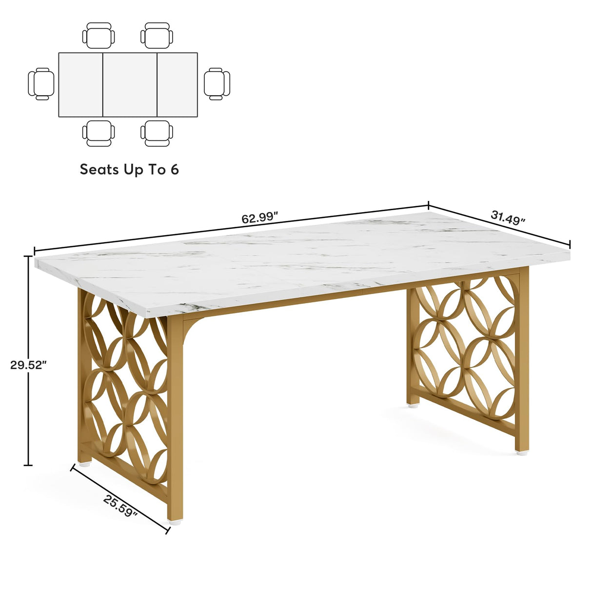 63-inch Executive Desk, Modern Office Desk with Strong Metal Frame