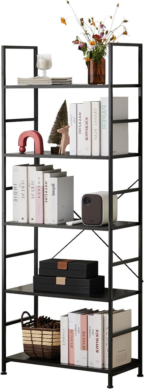 5 Tiers Bookshelf, Classical Modern Book Shelf, Tall Display Shelves in Living Room/Home