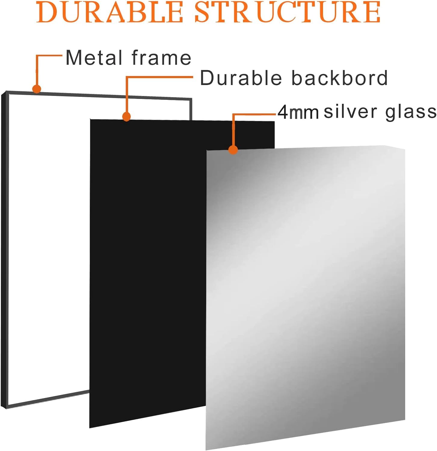 Large Mirror 32x48 Inch, Rectangle Bathroom Mirror, Black Metal Framed Mirror for Wall