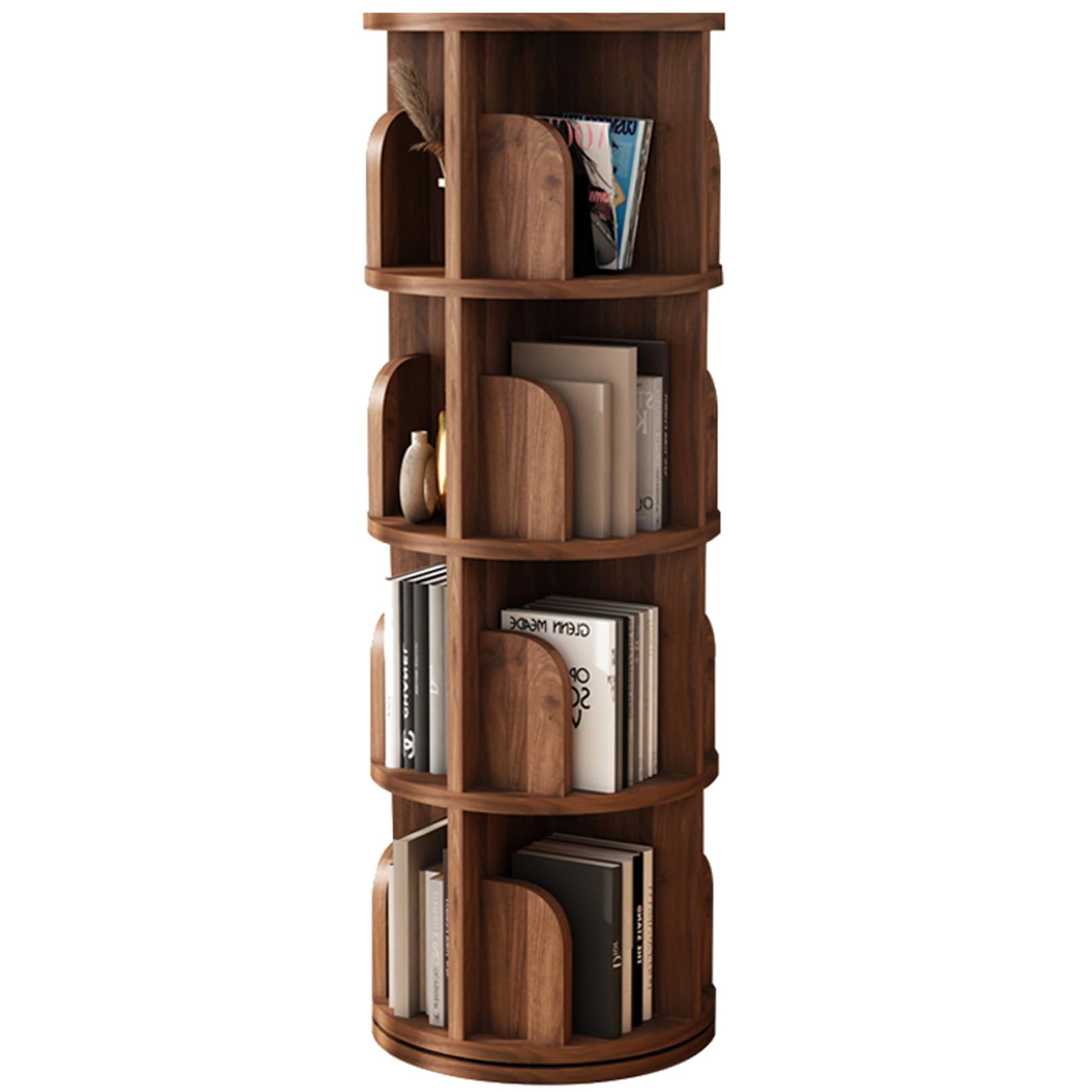Revolving Bookcase Solid Wood Round Bookcase 360° Rotating Bookcase