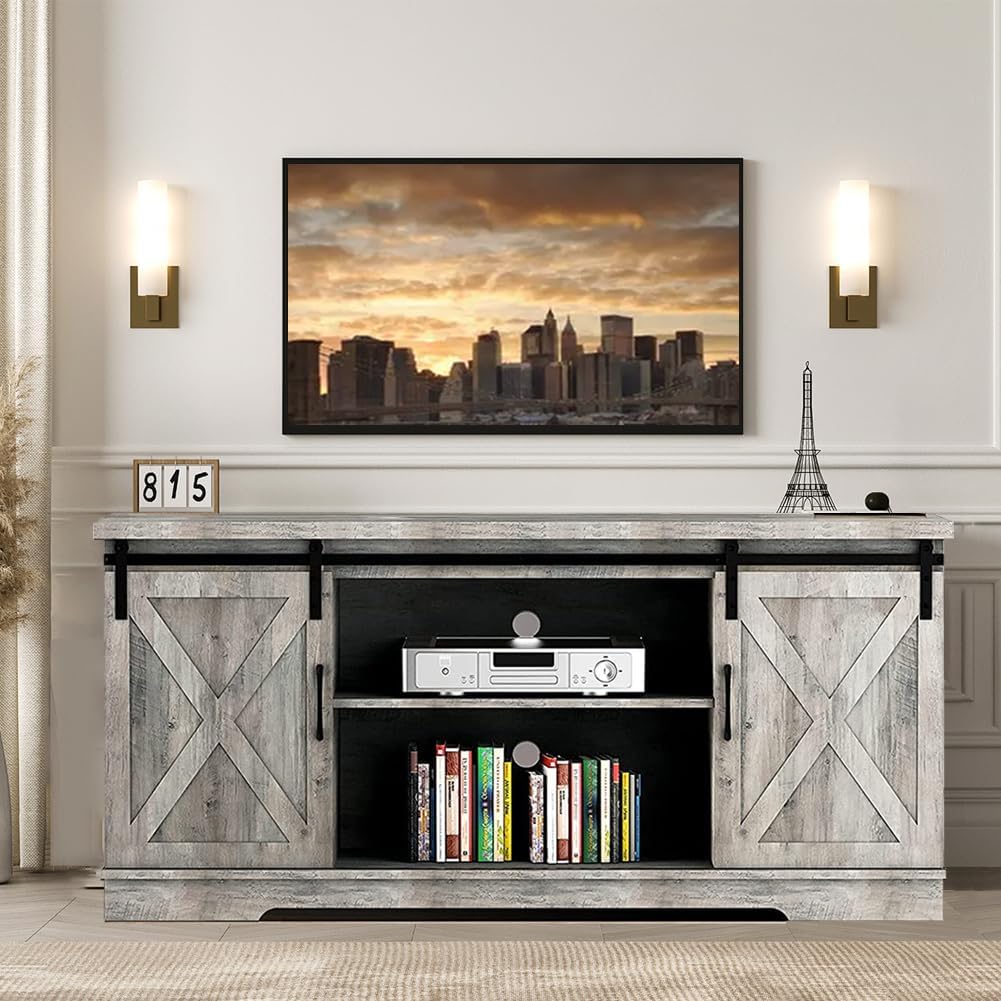 Farmhouse TV Stand, Entertainment Center for 65 Inch TV Media Console Table, Barn