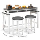 Small Dining Table Set for 2 - Bar Table and 2 Bar Stools, Sofa Table with Outlets