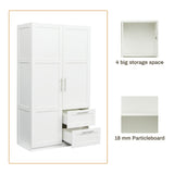 White Two Doors Two Drawers Big Wardrobe Closet Bedroom Armoires