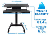 Mount-It! Electric Mobile Height Adjustable Standing Workstation with Wheels | Rolling Sit Stand Workstation with Programmable Height Adjustment Controller | 31.5 x 14.5 in Tabletop