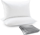 Natural Goose Feather Down Bed Pillows for Sleeping with 2 Outer Protectors, Hotel King