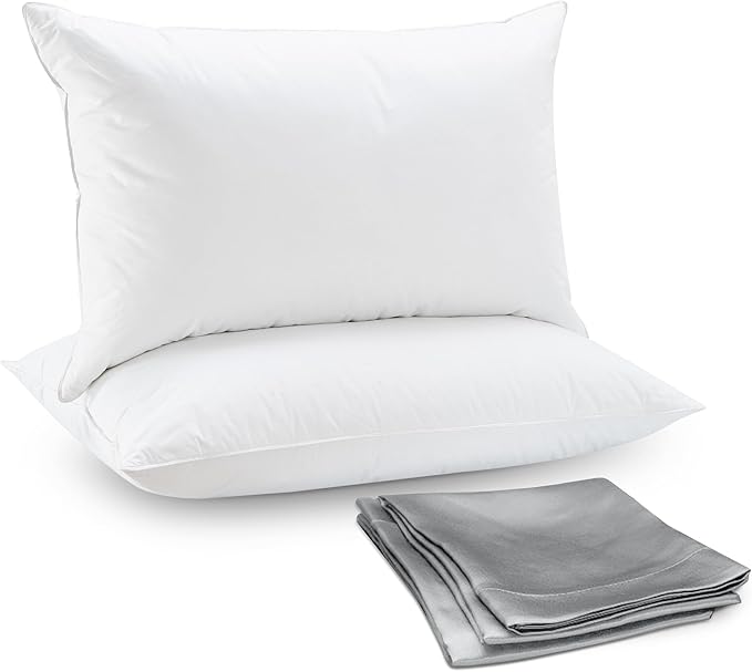 Natural Goose Feather Down Bed Pillows for Sleeping