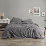 100% Linen Duvet Cover Queen, Stone Washed Natural French Linen 8 Ties Duvet