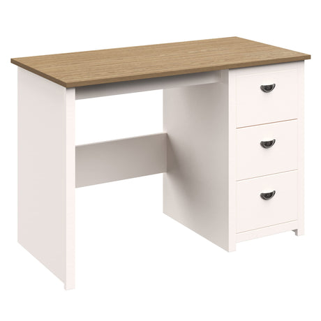 Traditional Desk with Attached 3-Drawer File Cabinet - for Home Office, Bedroom, Computer, or Craft Table by Lavish Home (White)