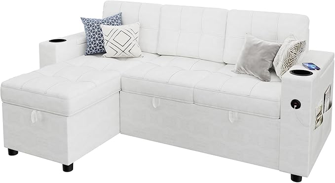 Sleeper Sectional Sofa,Sectional Couch,Sofa Bed- 2 in 1 Pull Out Couch Bed