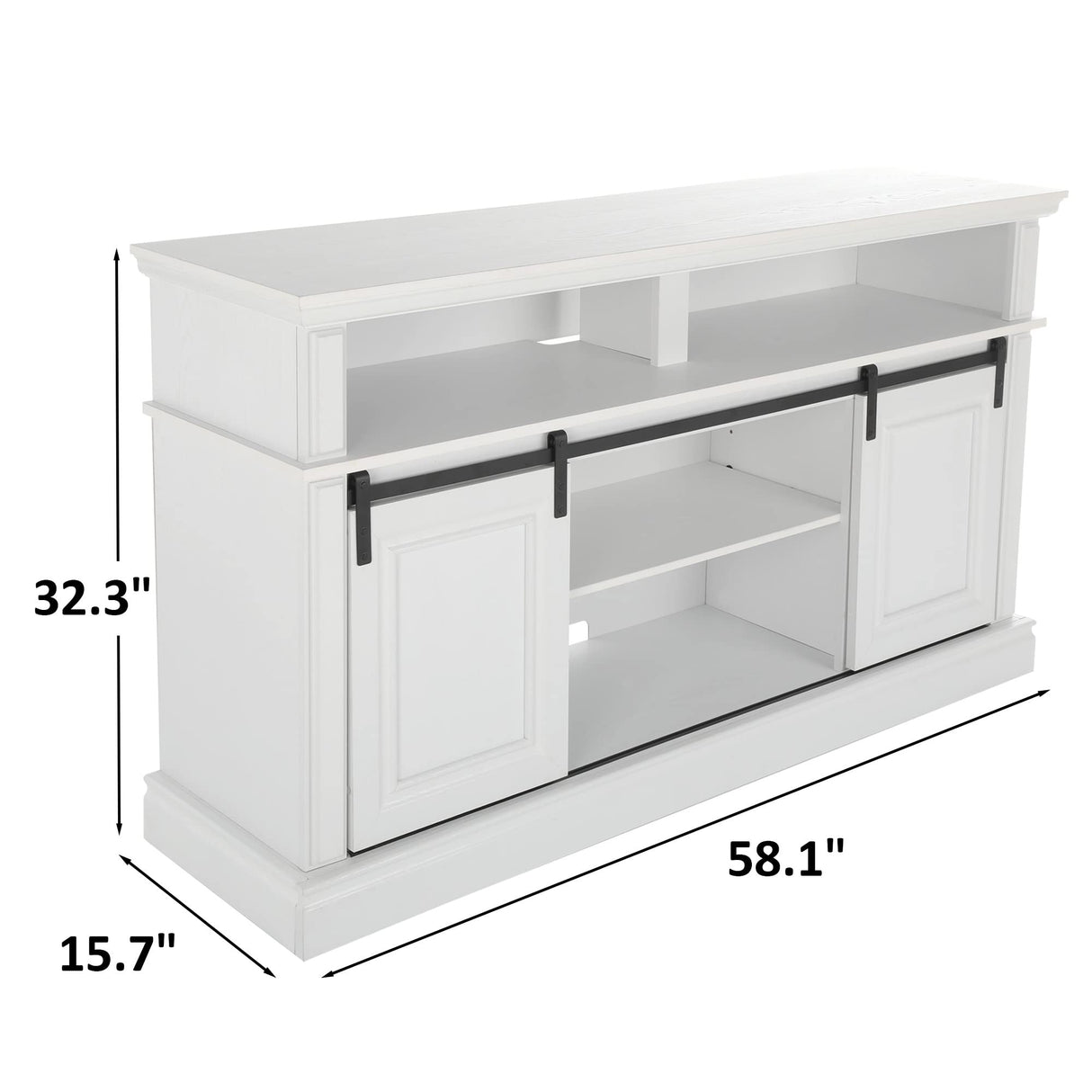 White TV Stand, Entertainment Center for 65 inch TV, 58" Farmhouse TV Stand